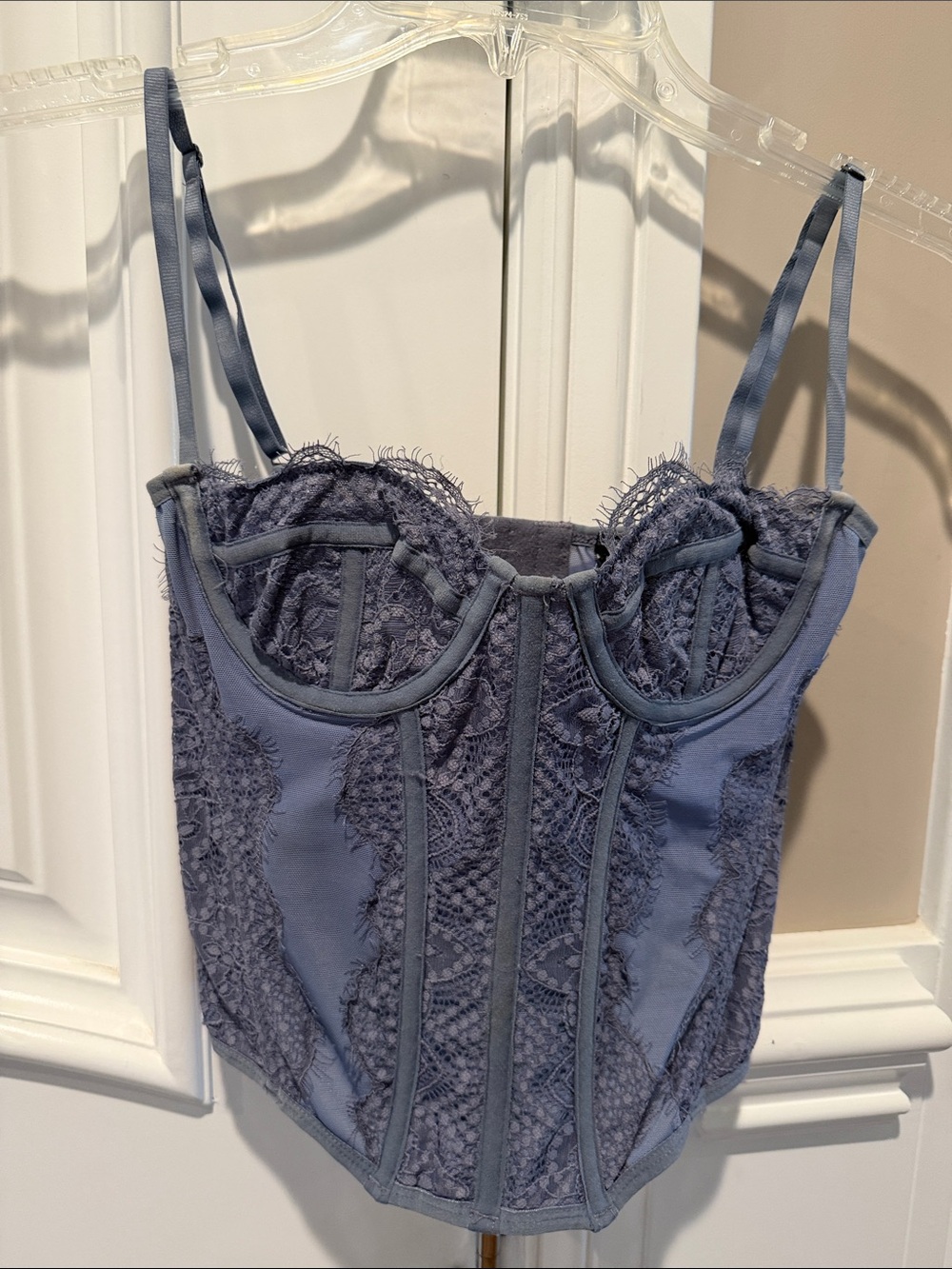 Urban Outfitters Dusty Blue Lace Corset Cami